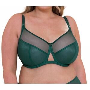NEW CURVY KATE logo victory side support balcony bra in forest green